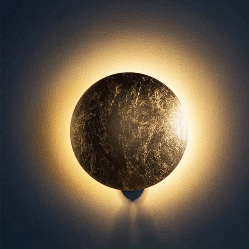 Vintage Solar Eclipse Brass Sconce Wall Lamp