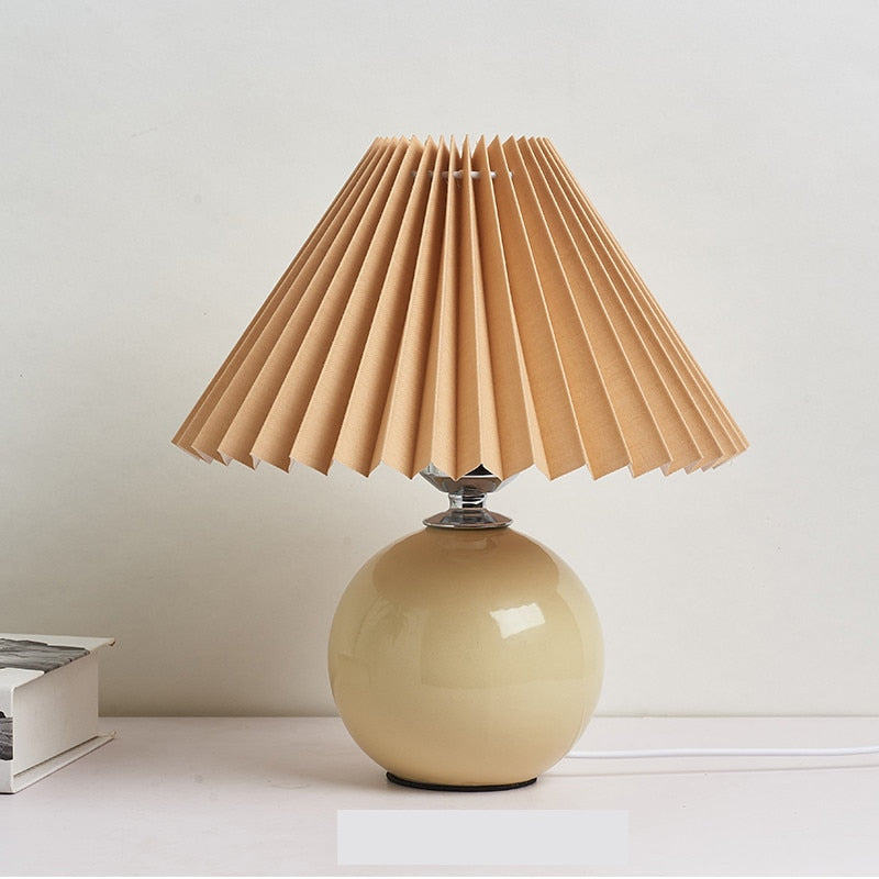 Korean LED Pleated + CeramicTable Lamp