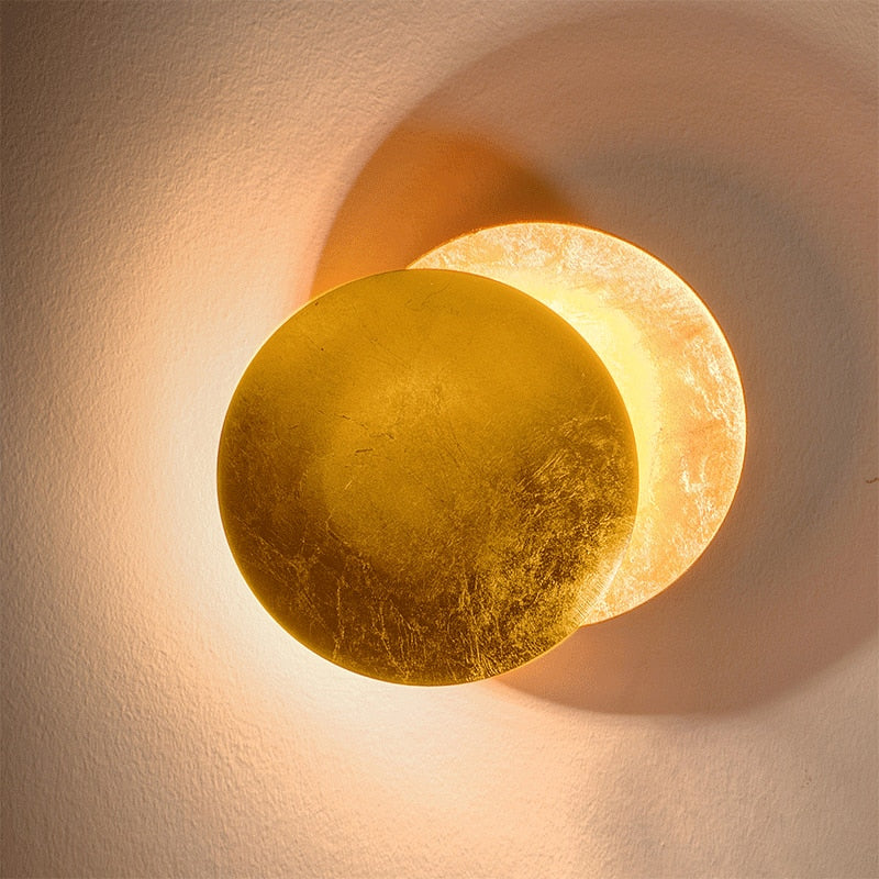 Vintage Solar Eclipse Brass Sconce Wall Lamp