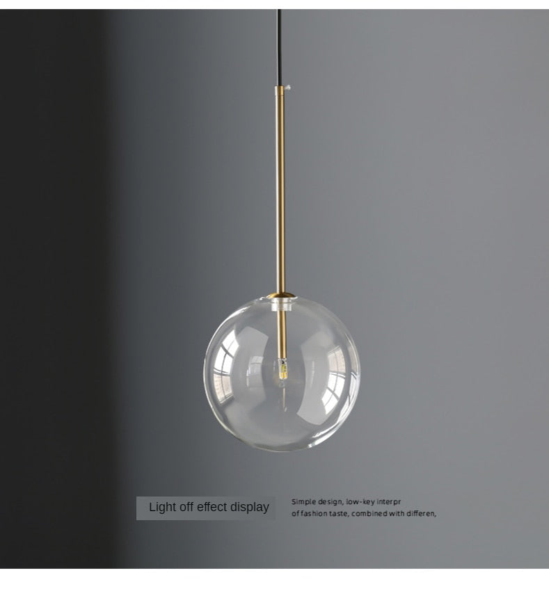 IWP Modern Minimalist Clear Glass Globe Pendant Lamp