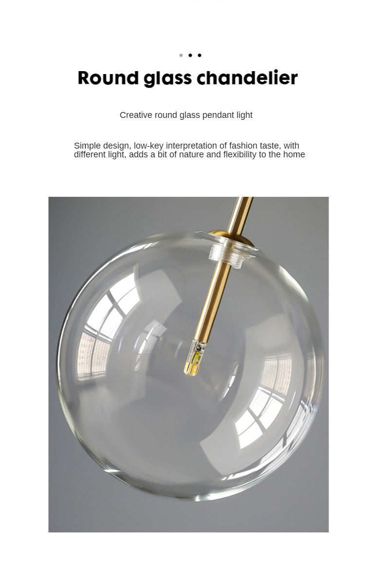 IWP Modern Minimalist Clear Glass Globe Pendant Lamp