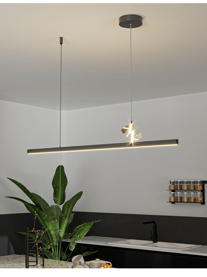 Modern Minimalist Luxury Crystal Long Bar Chandelier