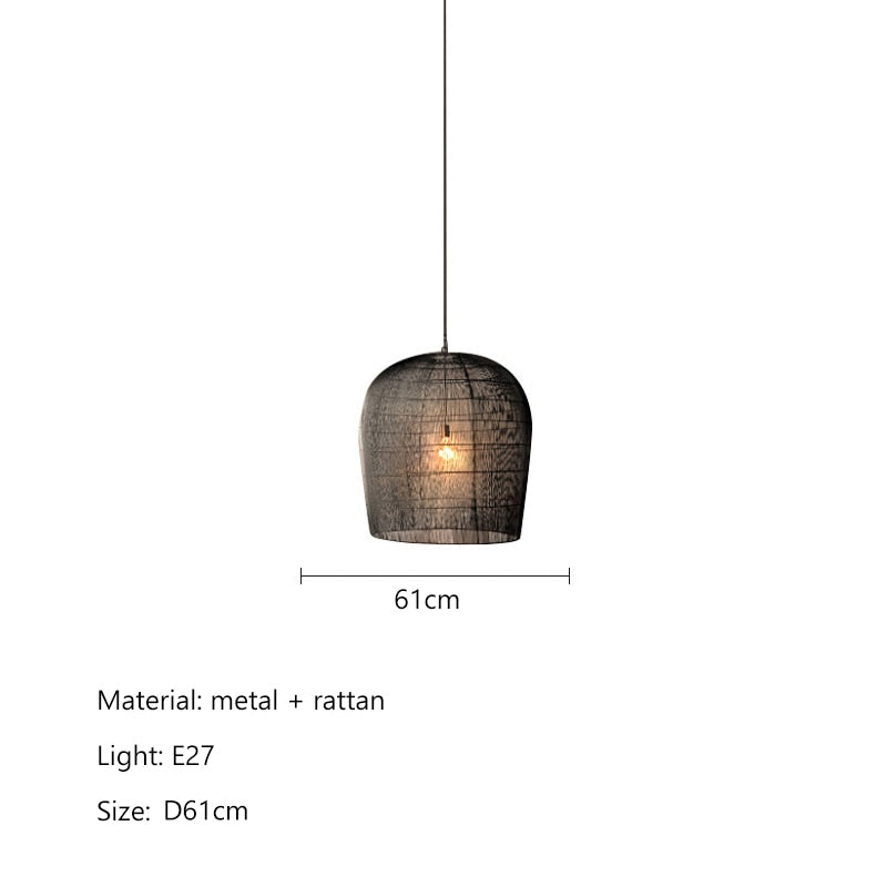 Japandi Wabi Sabi Wind Handmade Rattan Pendant Light