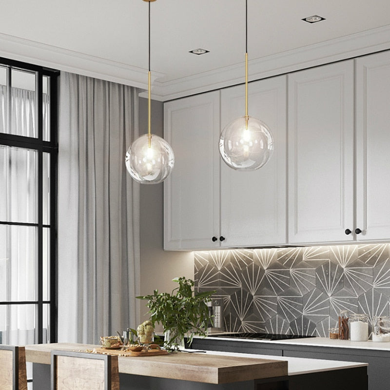 IWP Modern Minimalist Clear Glass Globe Pendant Lamp