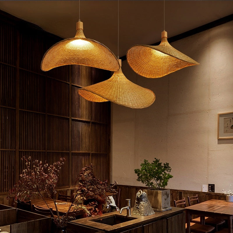 Fedora Hand Weaved Rattan Pendant Light