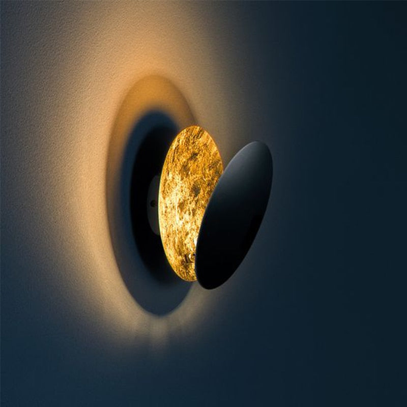 Vintage Solar Eclipse Brass Sconce Wall Lamp