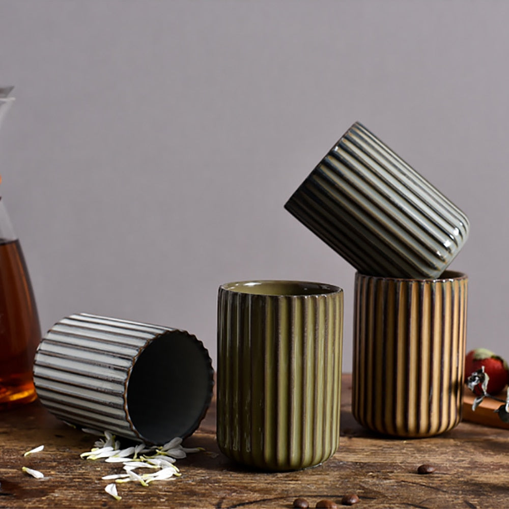 Monochromatic Vertical Striped Ceramic Cup