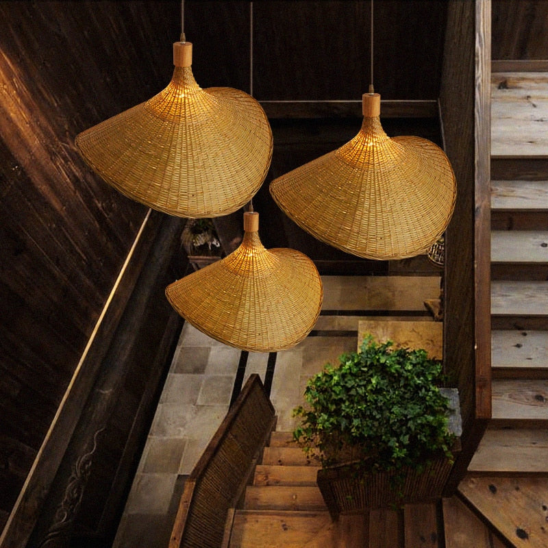 Fedora Hand Weaved Rattan Pendant Light