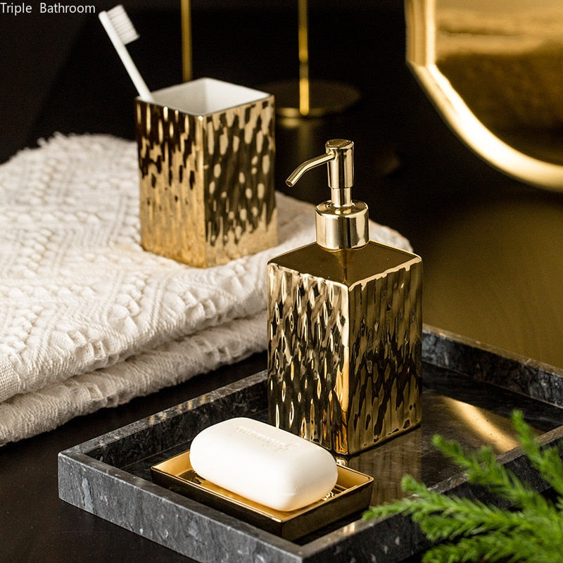 Ceramic Bathroom Accessories Soap Dispenser Set