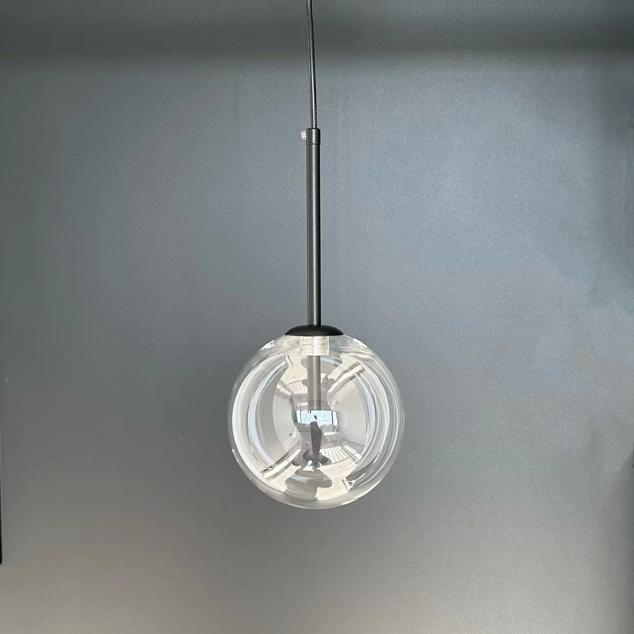 IWP Modern Minimalist Clear Glass Globe Pendant Lamp