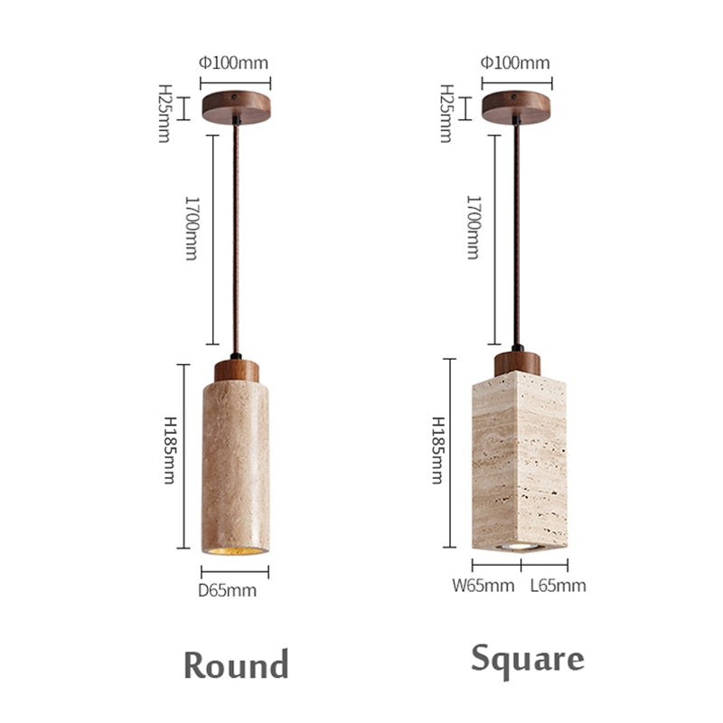 Wabi-Sabi Cylinder Marble Pendant Light