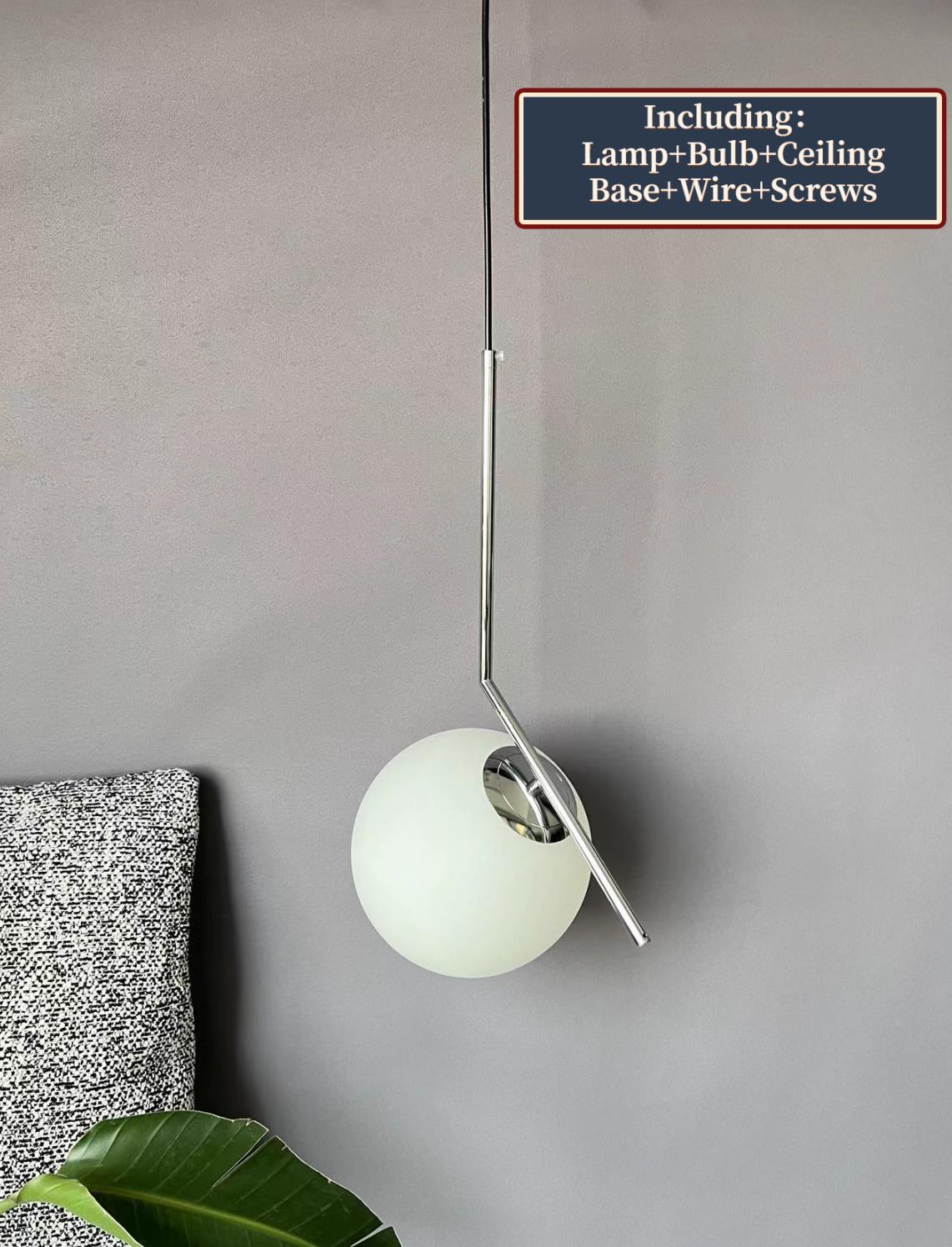 Modern LED Side-Rod Milk Glass Globe Pendant Light