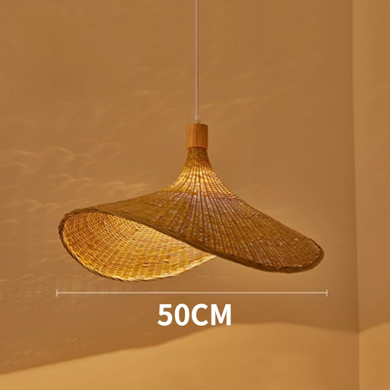 Fedora Hand Weaved Rattan Pendant Light