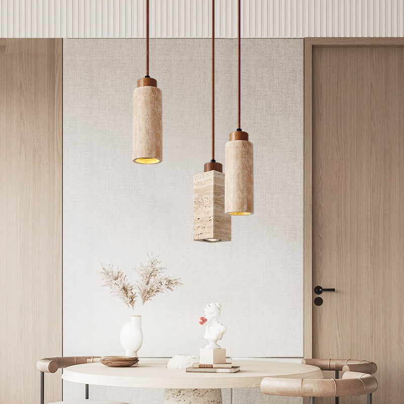 Wabi-Sabi Cylinder Marble Pendant Light