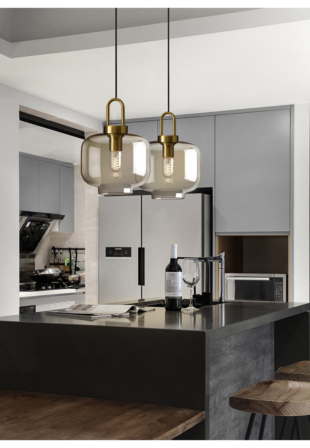 Wady Modern Amber Glass Pendant Light