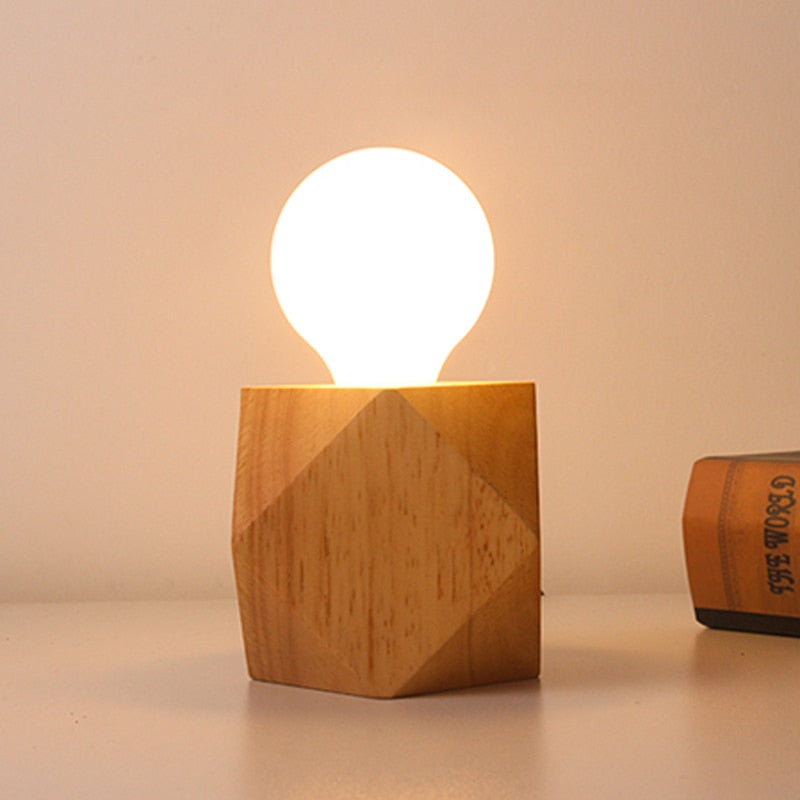 Mini Retro Solid NaturalWood Table Lamp