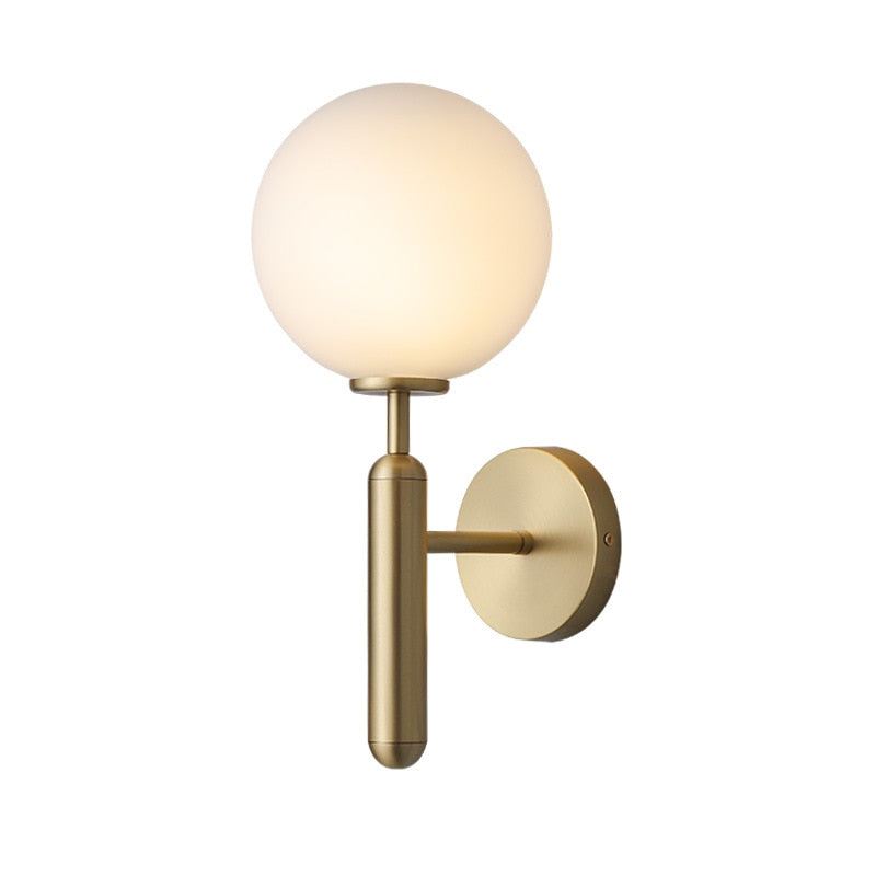 Modern Mini Glass Globe Brass Scone Wall Light