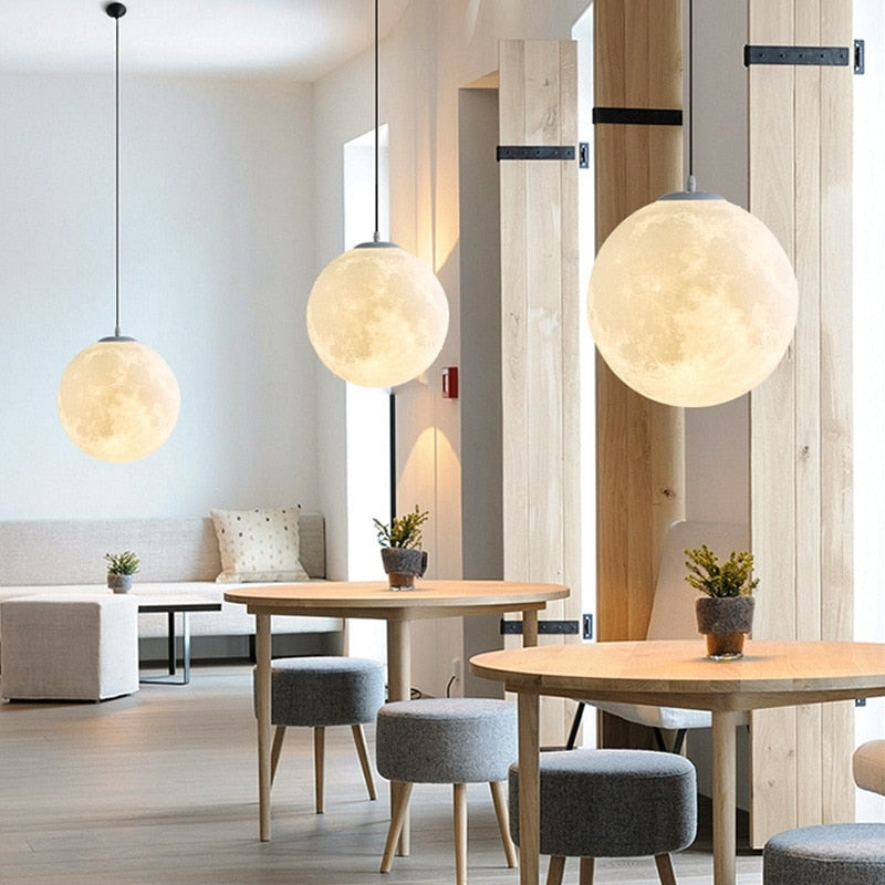 Nordic 3D Tri-light Glass Moon Pendant Light