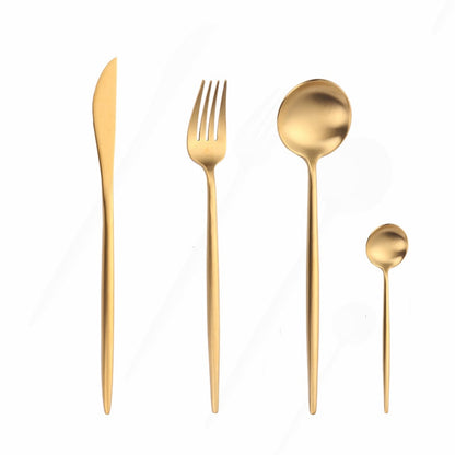 Matte Golden Stainless Steel Dinnerware Set