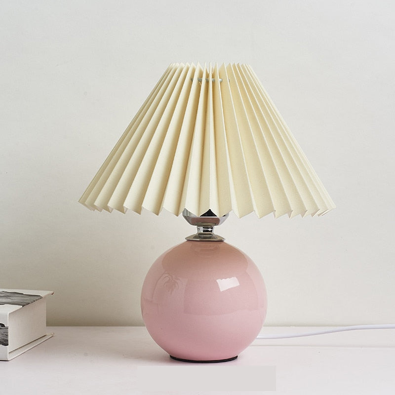 Korean LED Pleated + CeramicTable Lamp