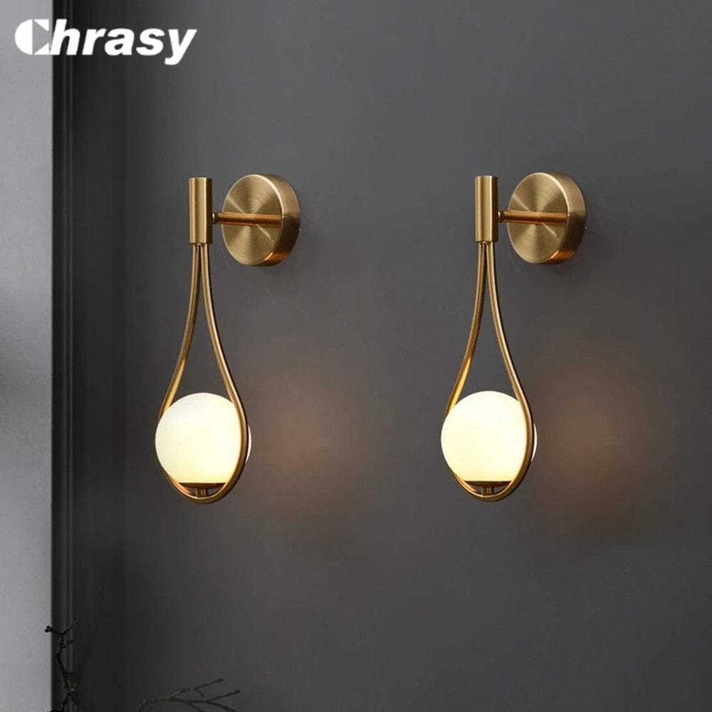 LED Tear Drop Milk Globe Wall Light