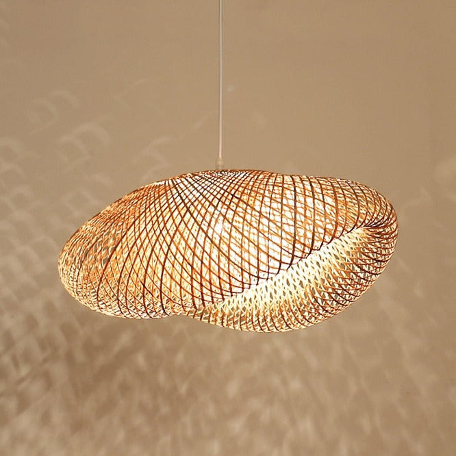 Japandi Hand Weaved Bamboo Cloud Pendant Light