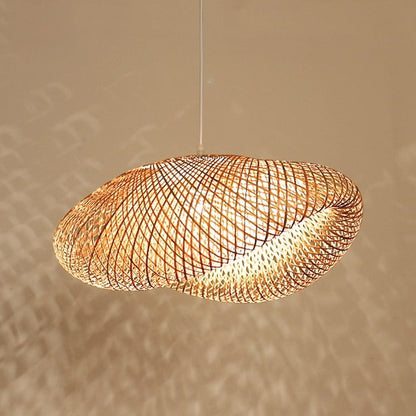 Japandi Hand Weaved Bamboo Cloud Pendant Light