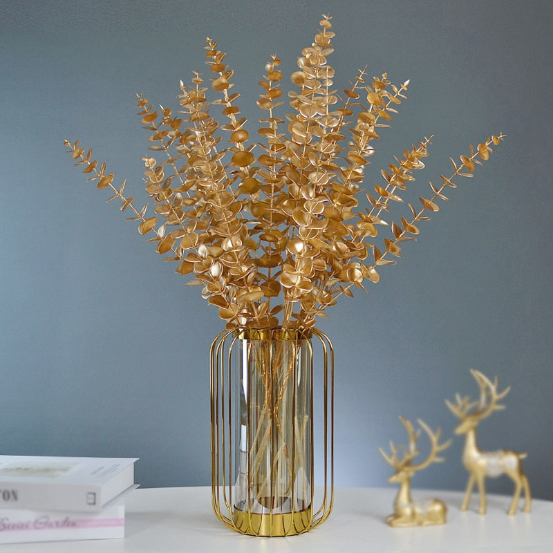 Golden Artificial Plants Leaf Home Decor