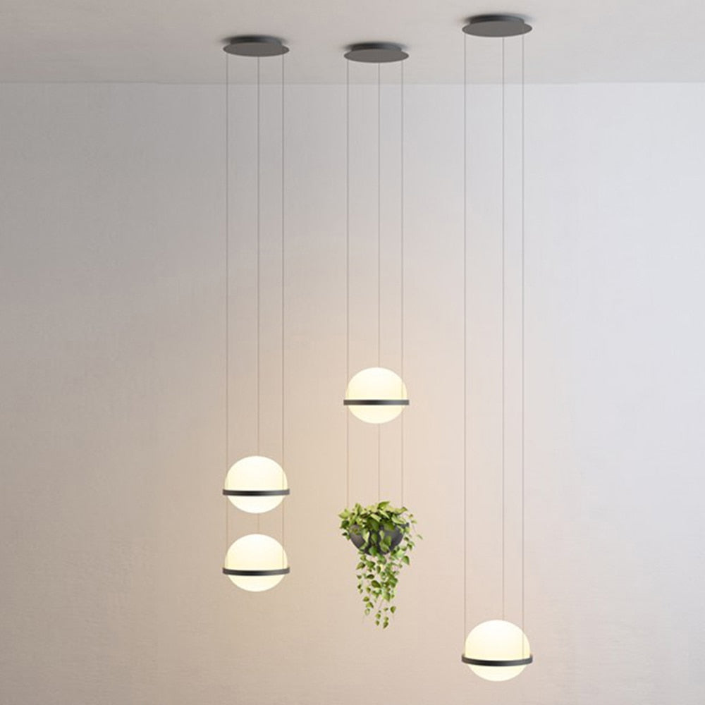 Diano Japandi Planet Collection Garden Frosted Glass Moon Pendant Light