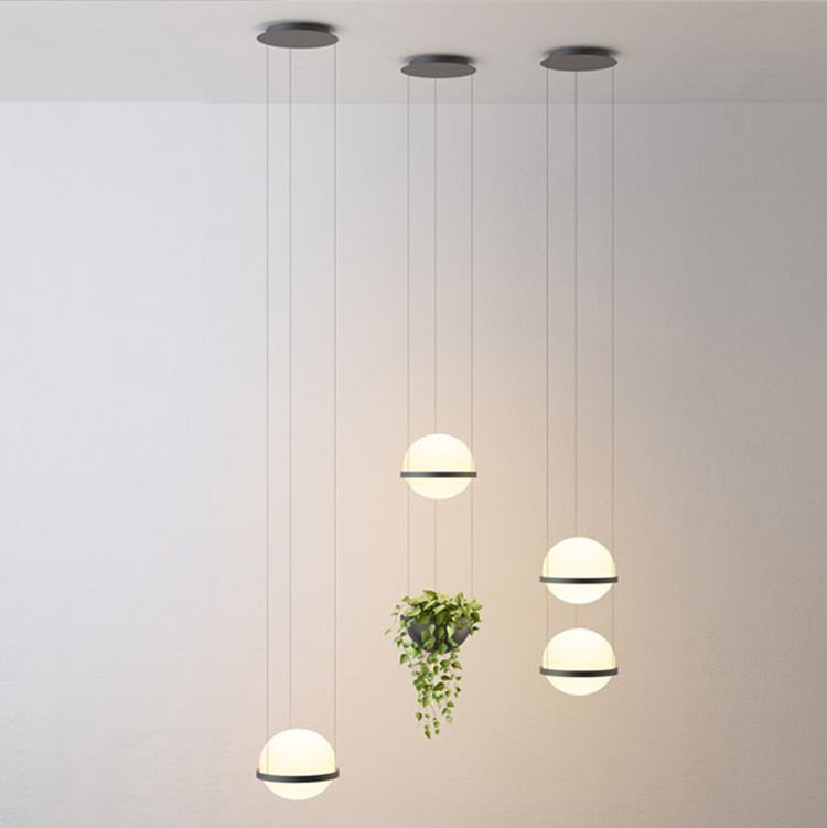 Diano Japandi Planet Collection Garden Frosted Glass Moon Pendant Light