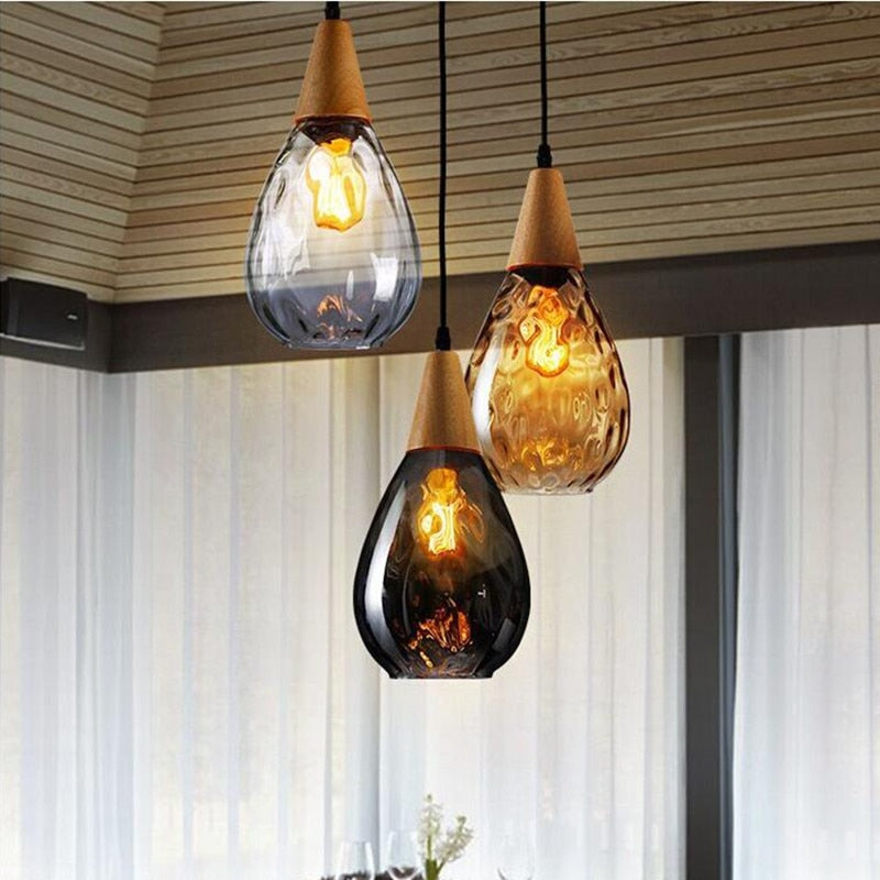 Esco Modern Glass Water Drop Pendant Light