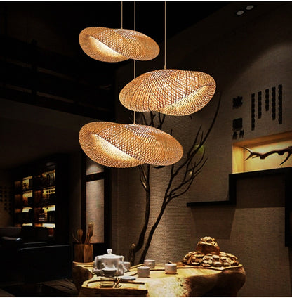 Japandi Hand Weaved Bamboo Cloud Pendant Light