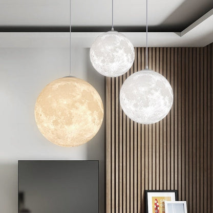 Nordic 3D Tri-light Glass Moon Pendant Light