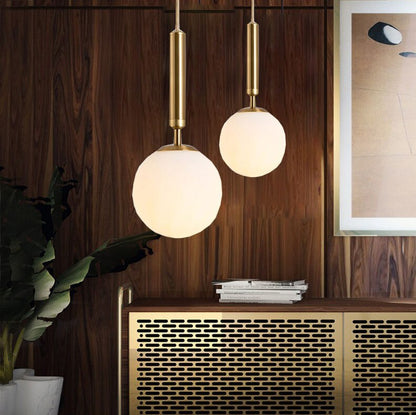 Modern Milk Glass Globe LED Pendant Light