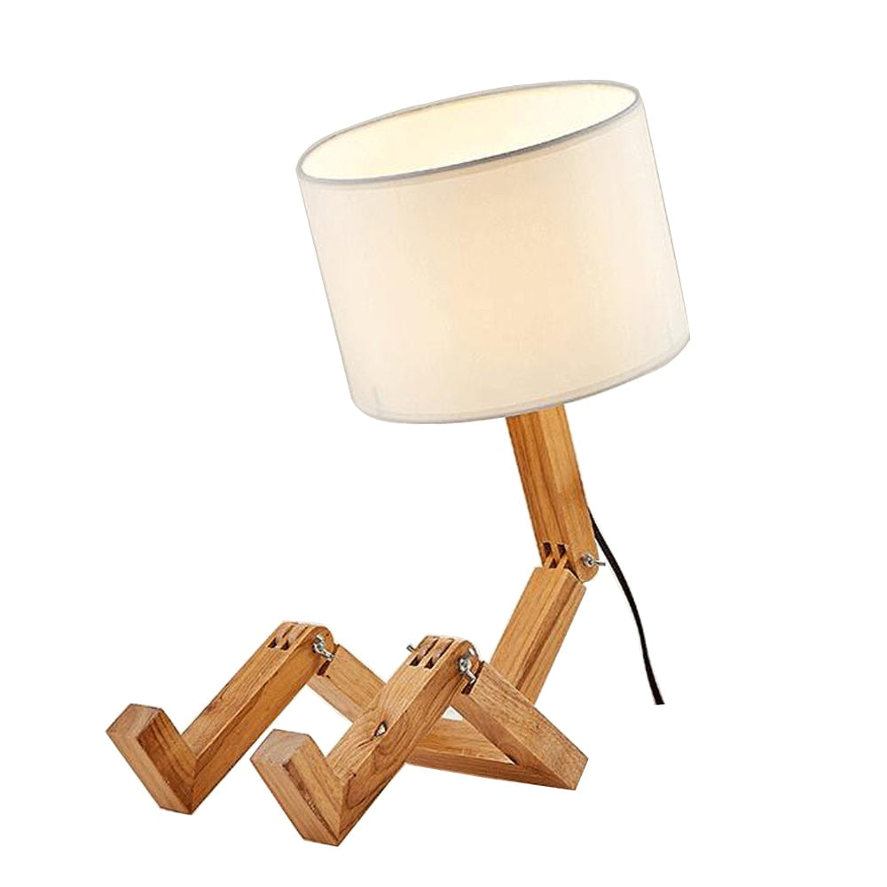 Robot Shape Wooden LED Table Lamps