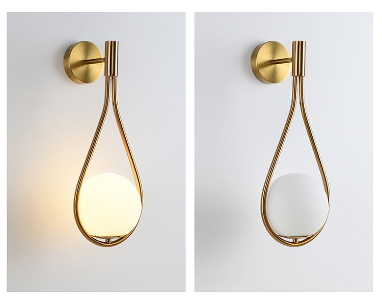 LED Tear Drop Milk Globe Wall Light