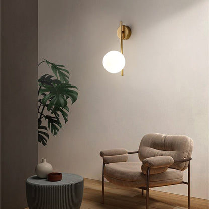 North Wall Lamp Gold Frosted Glass Globe Sconce