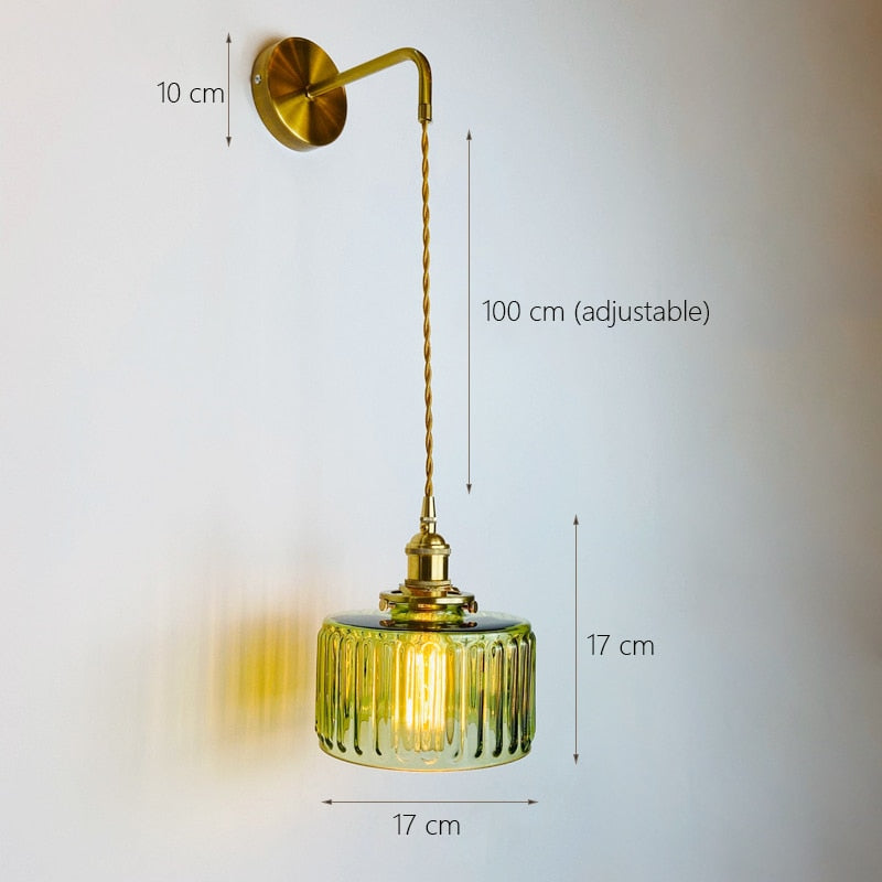 Nuuic Wavy Emeral Glass Lamp Wall Light