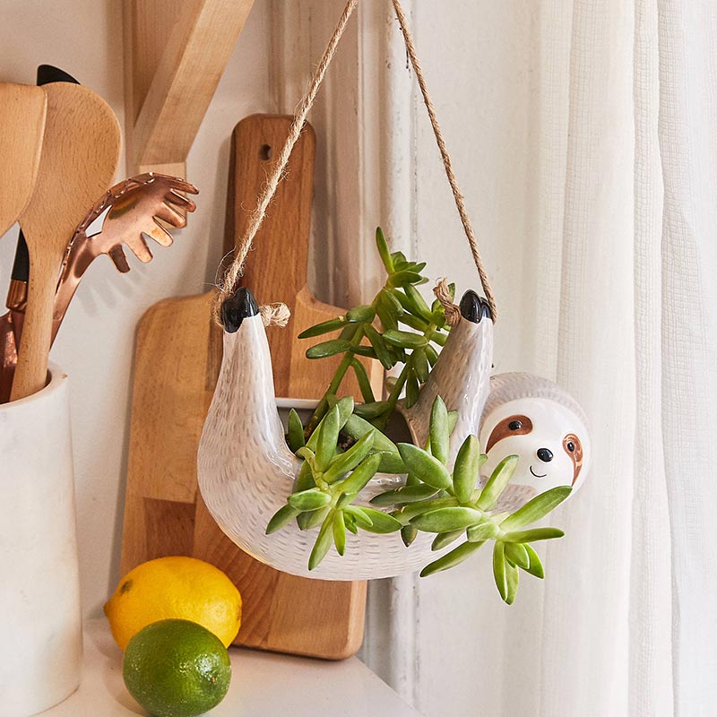 Creative Ceramic Hanging Sloth Flower Planter