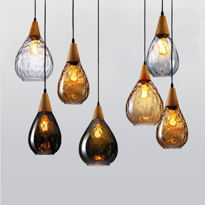 Esco Modern Glass Water Drop Pendant Light