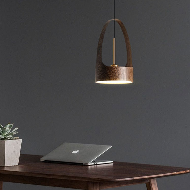 Minimalist Tinted Wood Finished Hanging Pendant Light