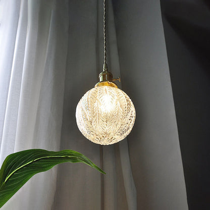 Nuuc Leaf Printed Glass Globe Pendant Light