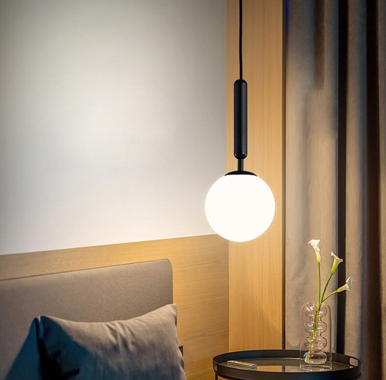 Modern Milk Glass Globe LED Pendant Light