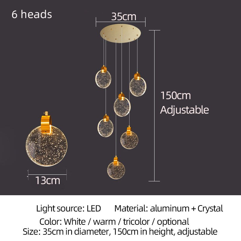 Yuan Rain Drop Brass + Solid Crystal Chandelier