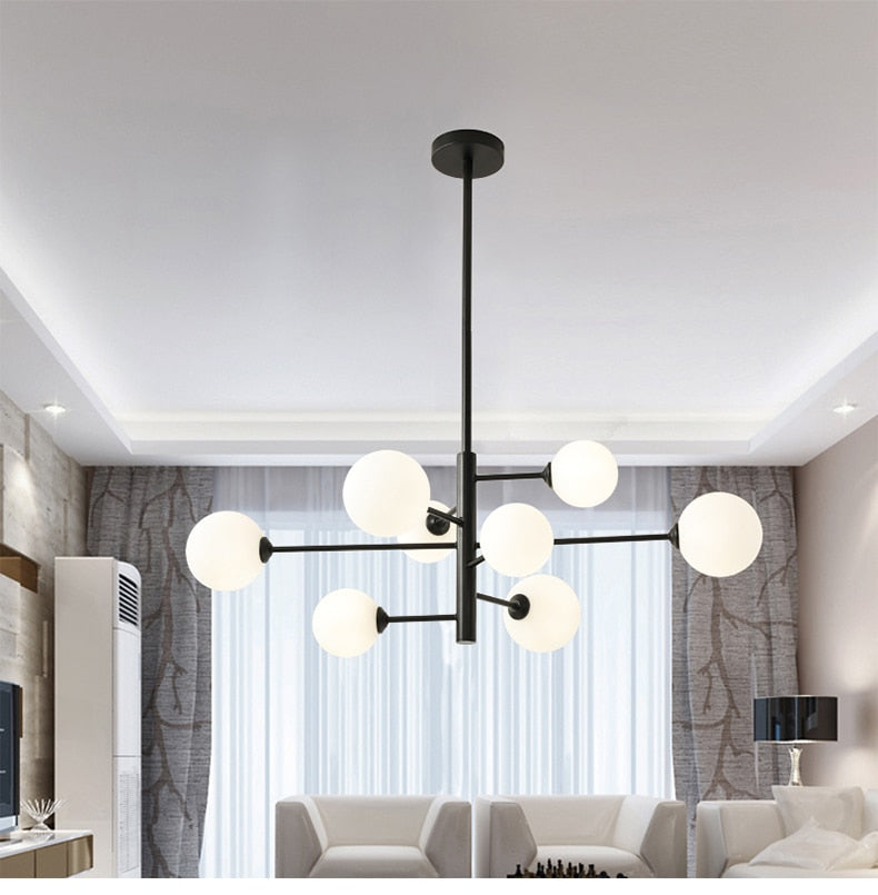 Sandy Modern Milk Glass Ball Branch Chandelier