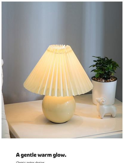 Korean LED Pleated + CeramicTable Lamp