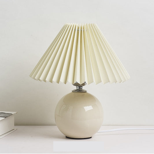 Korean LED Pleated + CeramicTable Lamp
