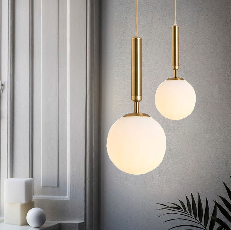 Modern Milk Glass Globe LED Pendant Light