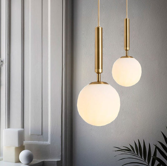 Modern Milk Glass Globe LED Pendant Light