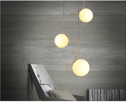 Modern LED Side-Rod Milk Glass Globe Pendant Light